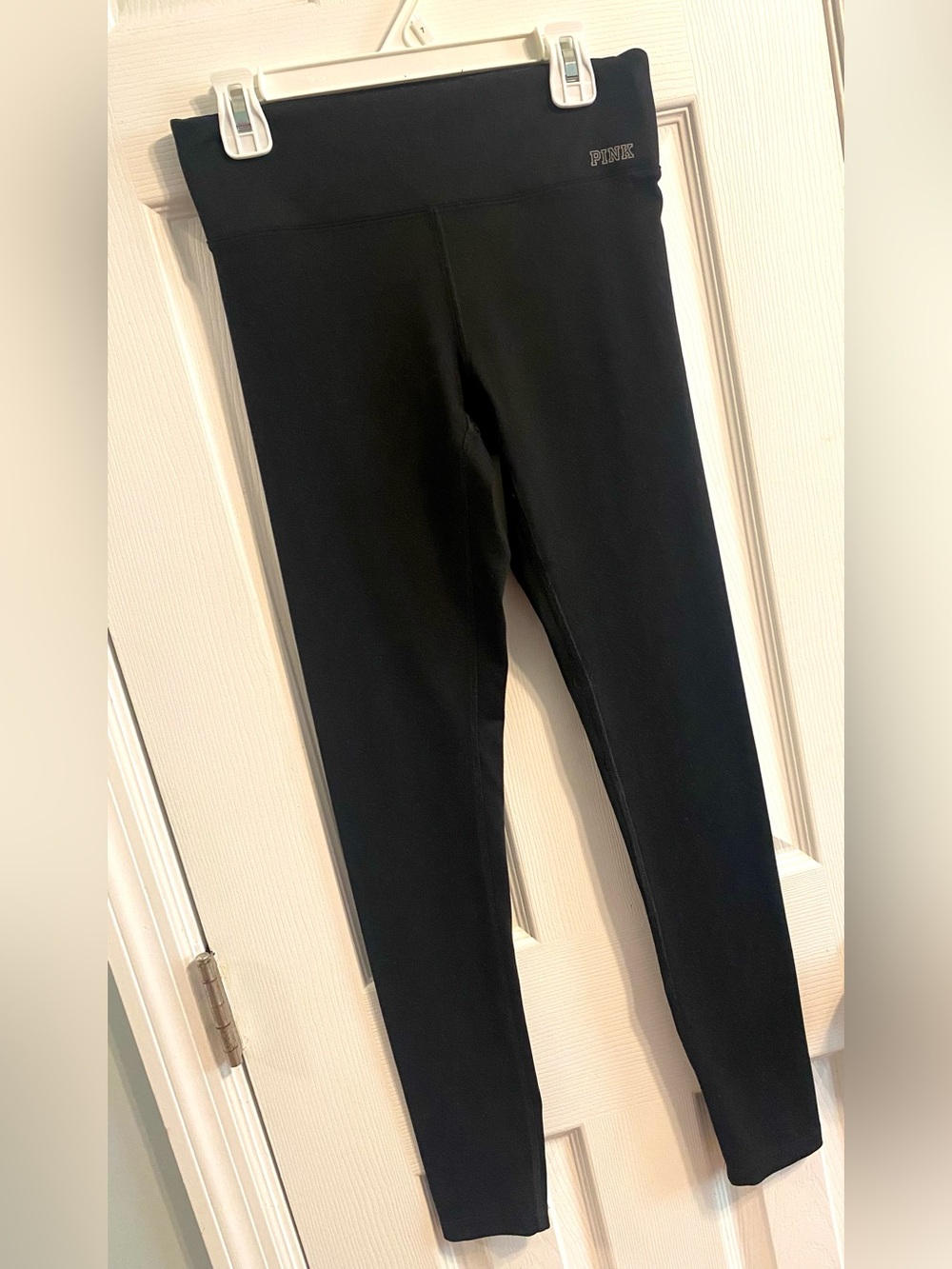 🍭VS PINK ULTIMATE BLACK LEGGINGS COTTON SIZE XS LOGO BODY HUGGING THICK